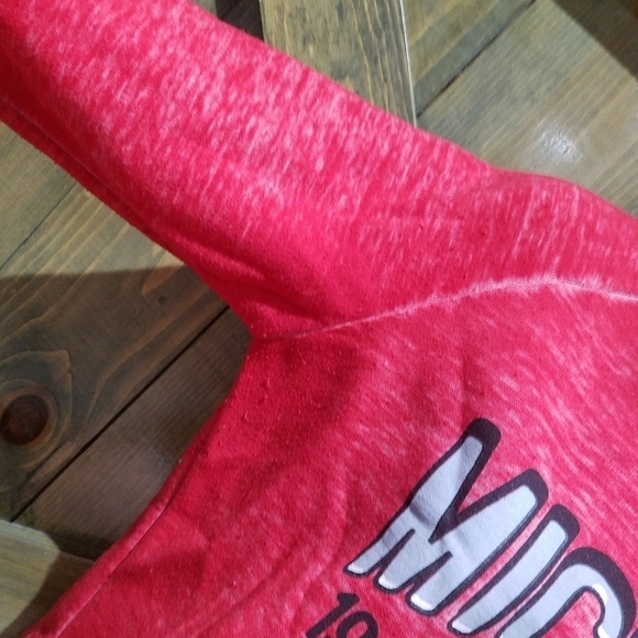 DISNEY MICKEY MOUSE RED BURNOUT SWEATSHIRT HAPPIEST PLACE ON EARTH - Picture 5 of 9
